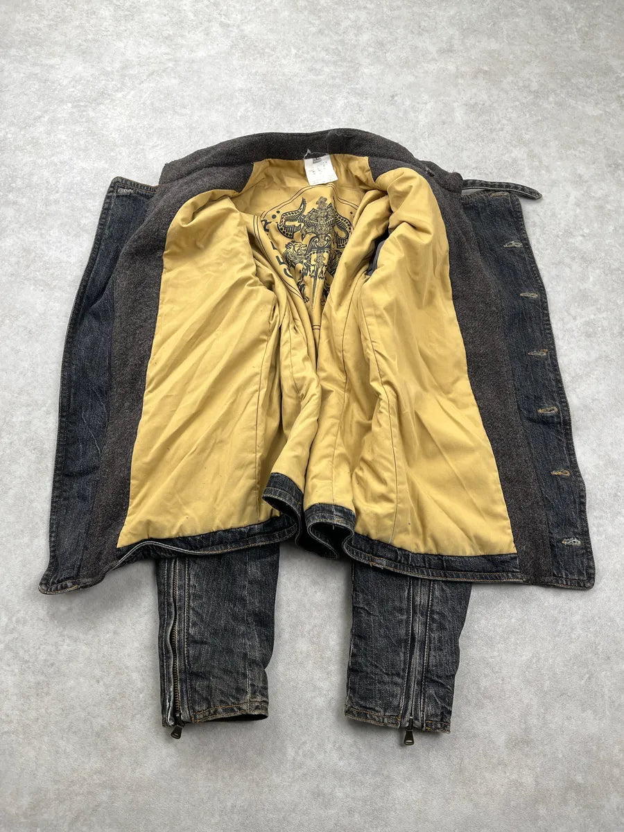 AW2006 Gianfranco Ferré Dark Grey Faded Officer Denim Jacket ctrNfJpF 5