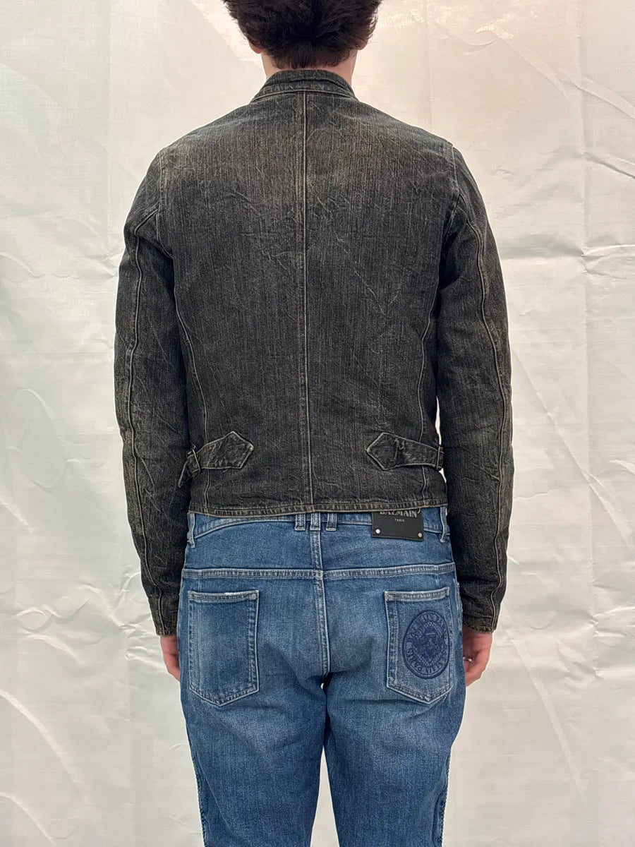 AW2006 Gianfranco Ferré Dark Grey Faded Officer Denim Jacket ctrNfJpF 2