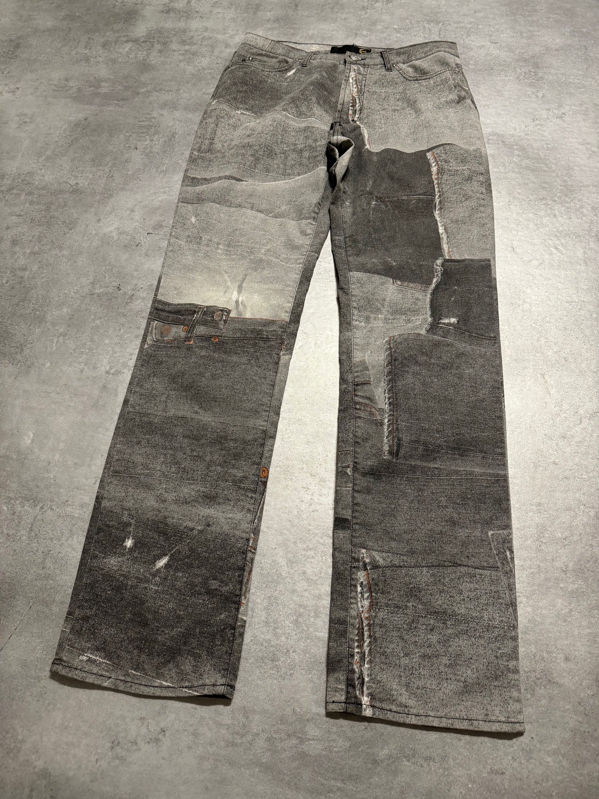 2000s Cavalli Trompe L'Oeil Grey Denim Pockets Pants (M) - 10