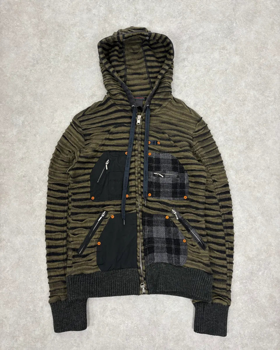 Custo Barcelona Olive Green & Black Contemporary Zip-up Hoodie wEOwSub 0