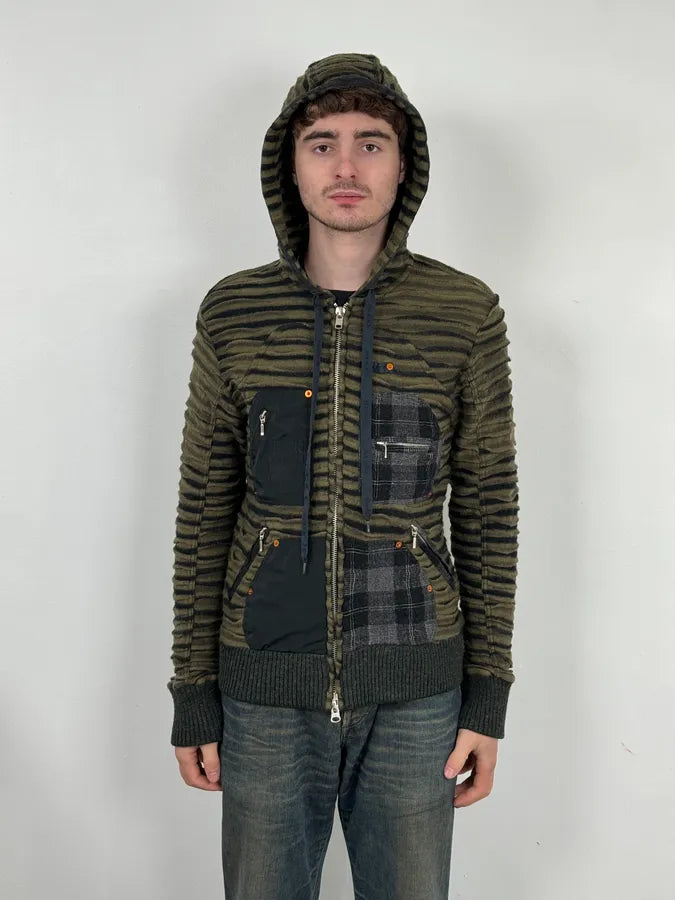 Custo Barcelona Olive Green & Black Contemporary Zip-up Hoodie wEOwSub 1