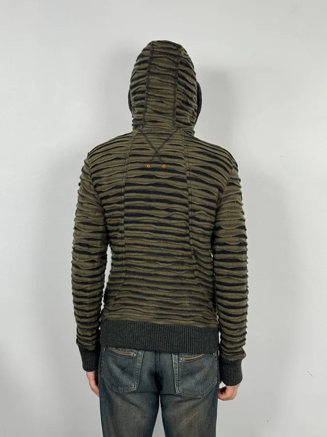 Custo Barcelona Olive Green & Black Contemporary Zip-up Hoodie wEOwSub 2