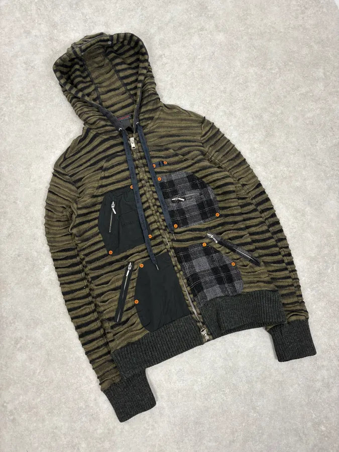 Custo Barcelona Olive Green & Black Contemporary Zip-up Hoodie wEOwSub 3