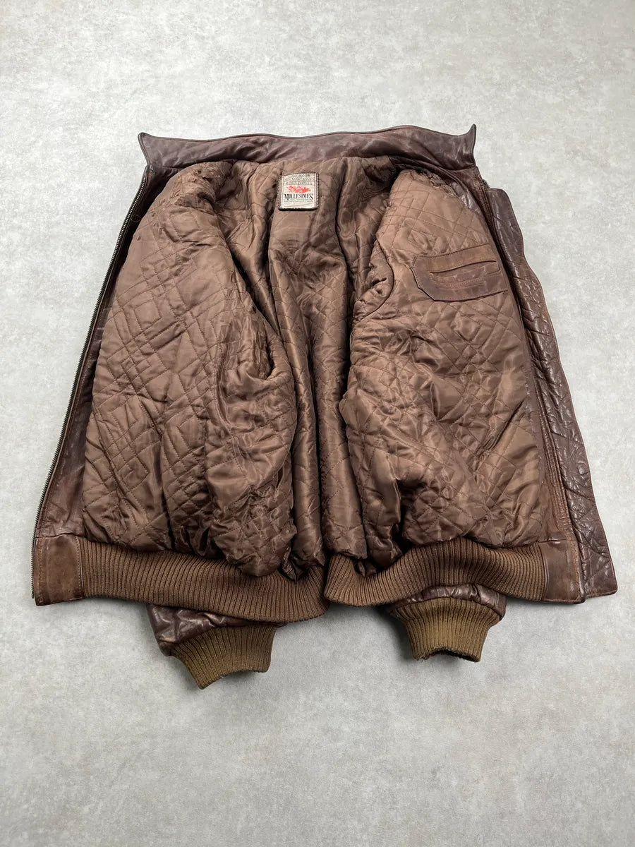 1980s Marithé& François Girbaud Aviator Bomber Brown Leather Jacket cwjkbytr 5