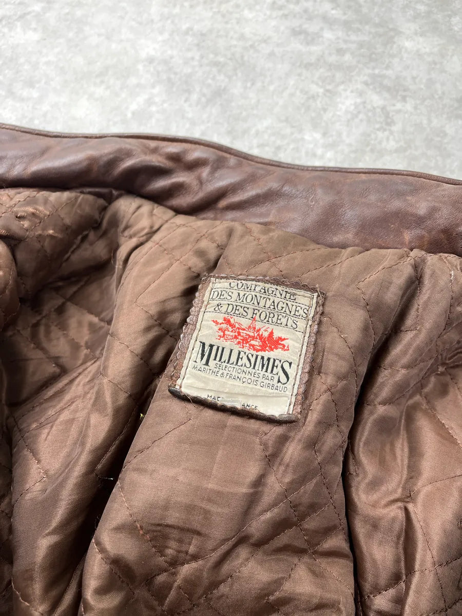 1980s Marithé& François Girbaud Aviator Bomber Brown Leather Jacket cwjkbytr 9