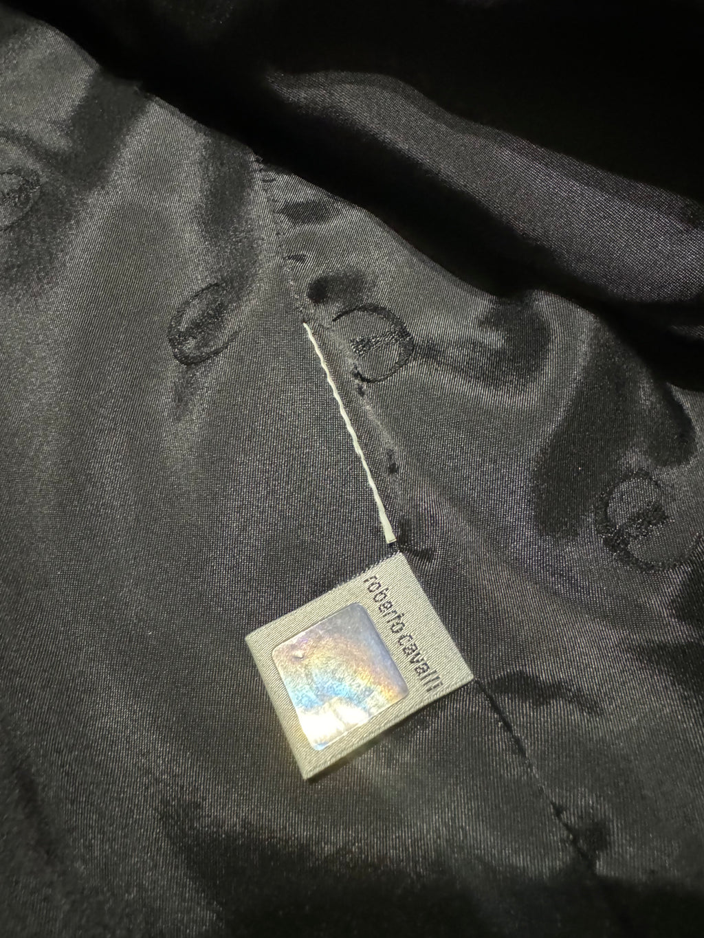 AW2002 Cavalli Black Crocodile Effect Suit Leather Jacket (M) - 7