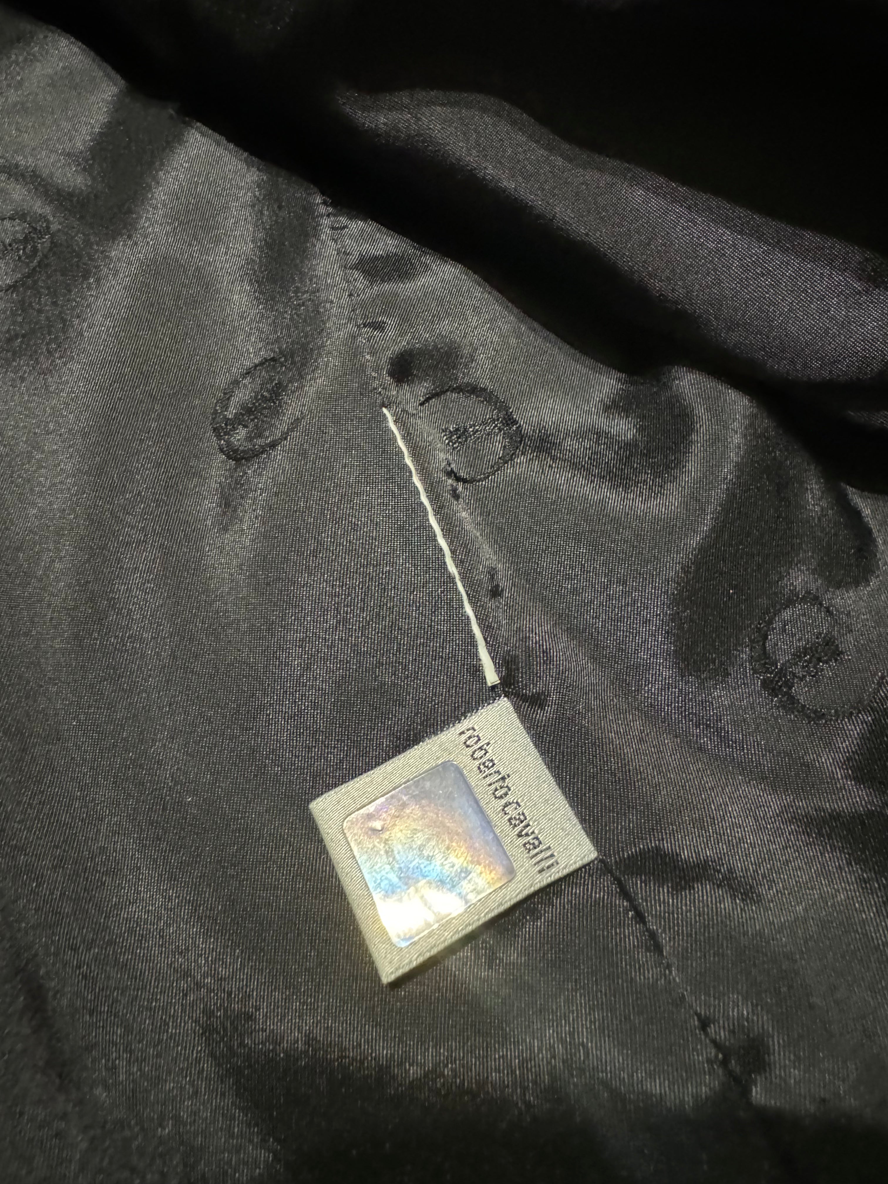 AW2002 Cavalli Black Crocodile Effect Suit Leather Jacket (M) - 7