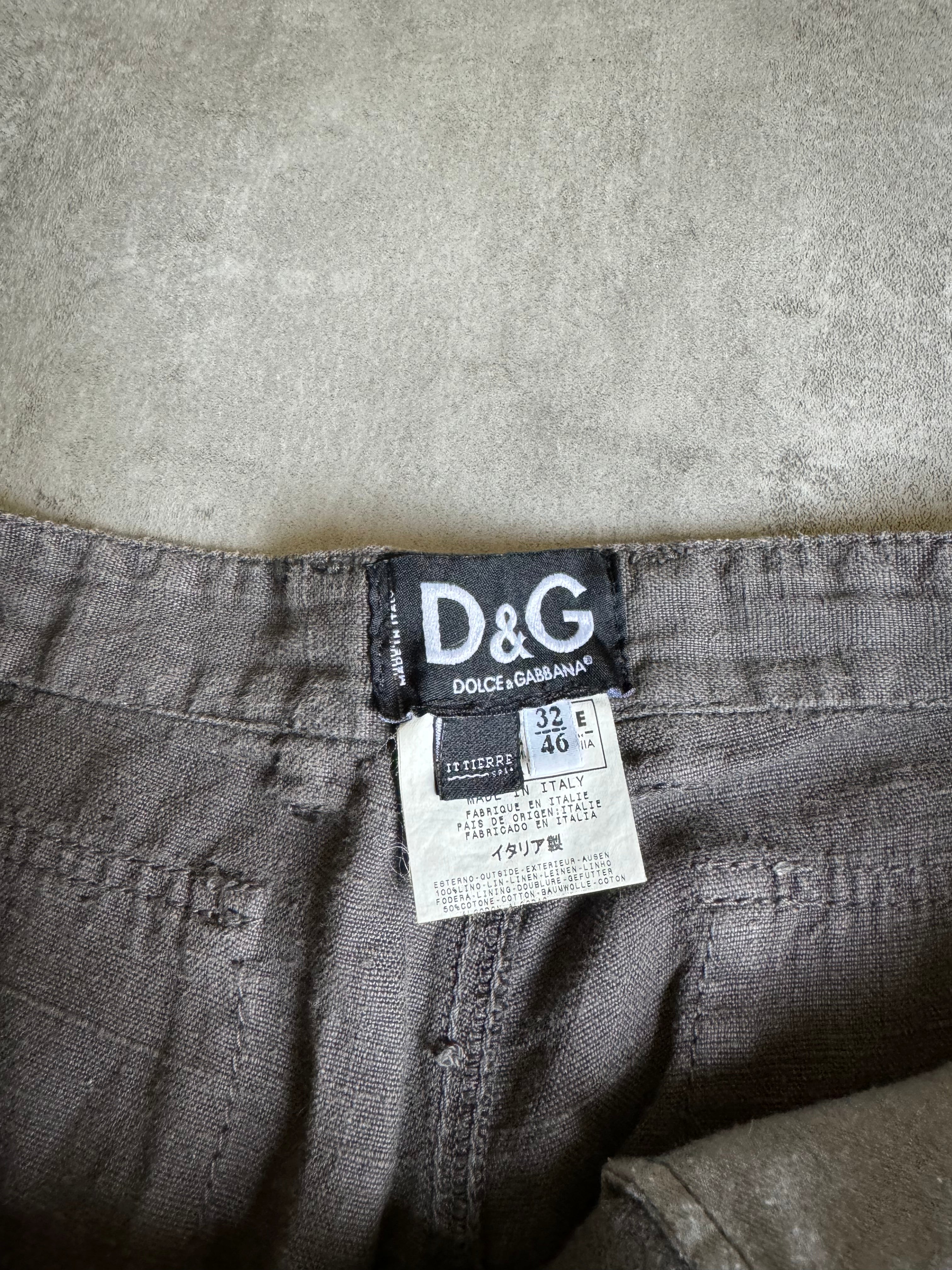 AW2004 Dolce & Gabbana Linen Multi Zips Cargo Pants (L) - 6