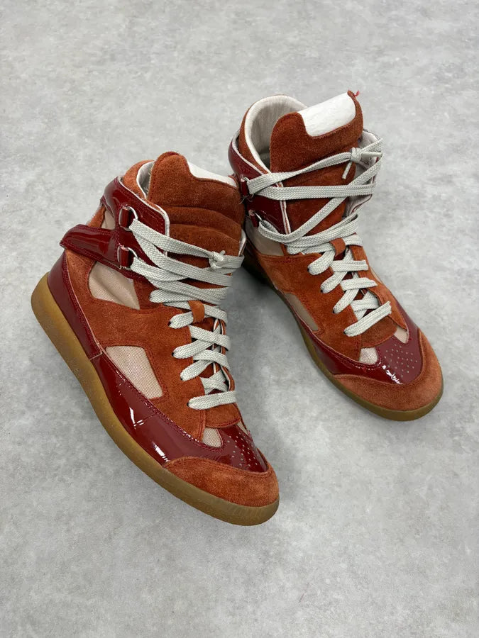 Maison Margiela Red Orange Suede High Leather Sneakers ODsOpZg 4