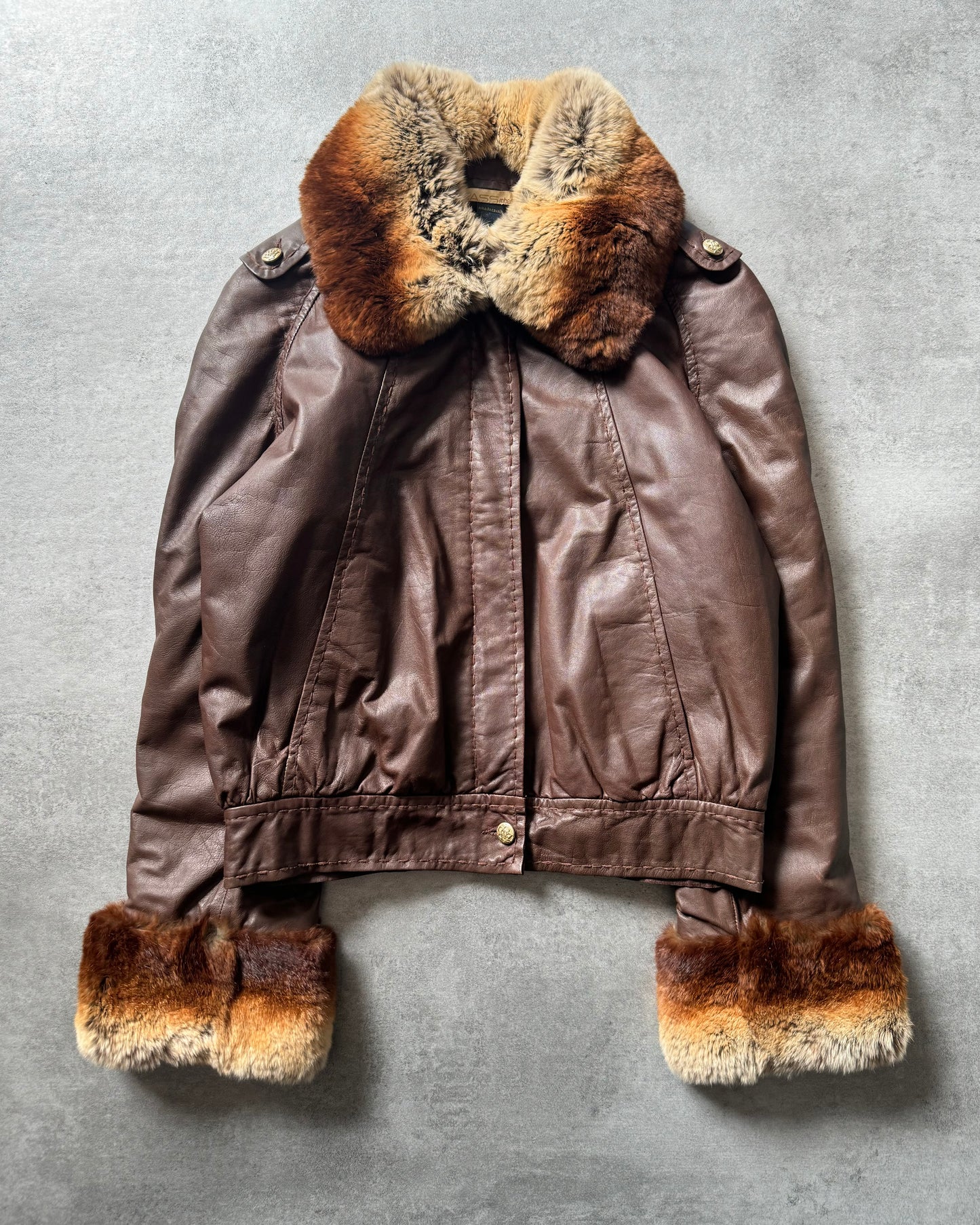 2000s Roberto Cavalli Brown Fur Optimum Leather Jacket  (S) - 3