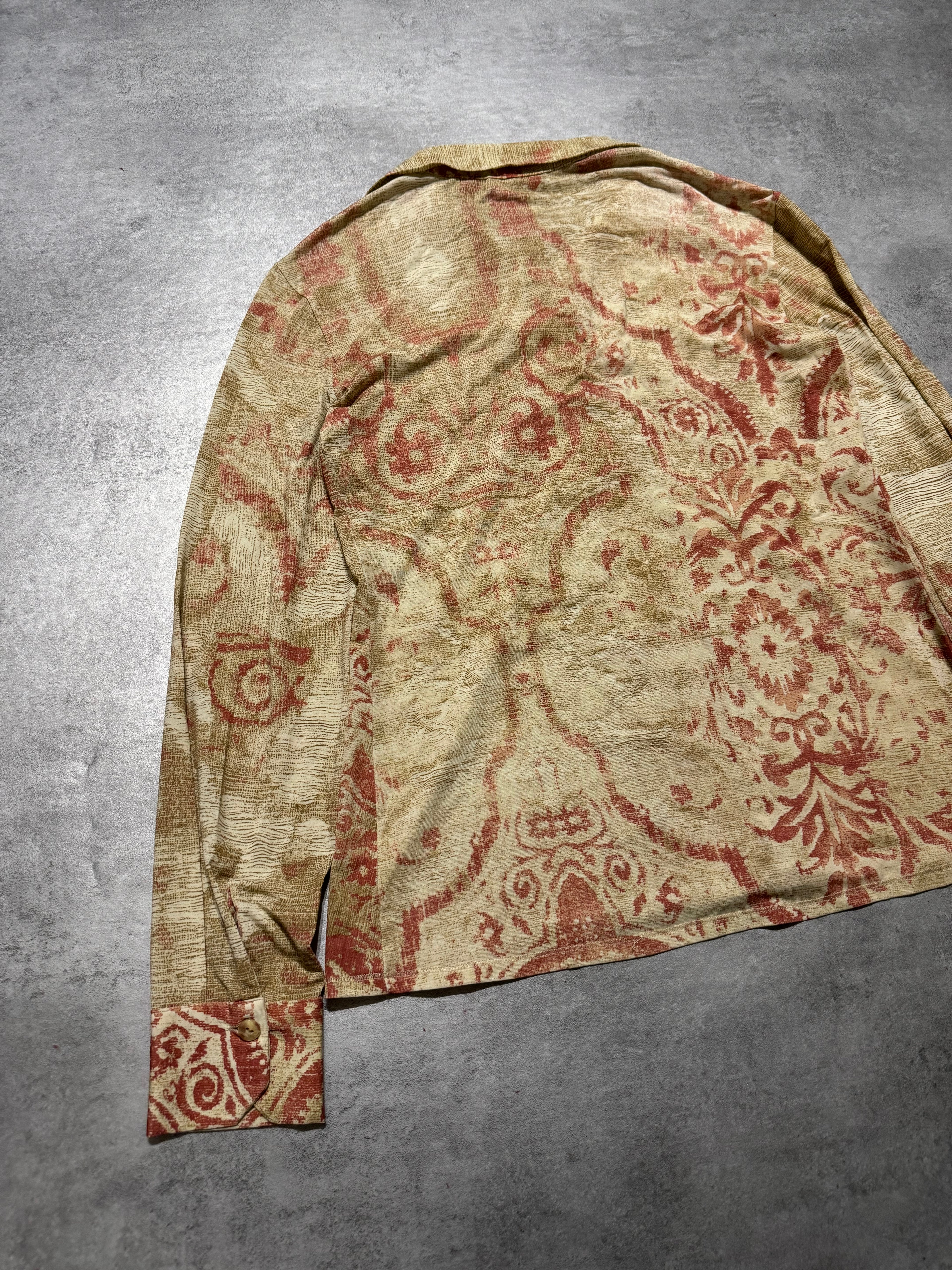 2000s Roberto Cavalli Floral Royal Edgy Mozaic Shirt (XS) - 4