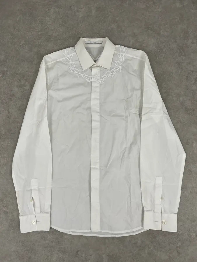 SS2015 Givenchy White Wooden Crown Shirt by Riccardo Tisci nIikiwS 0