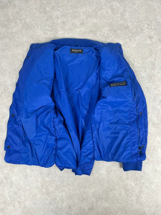 Balmain Blue Quilted Puffer Jacket with Detachable Sleeves TyYdDWZ 5