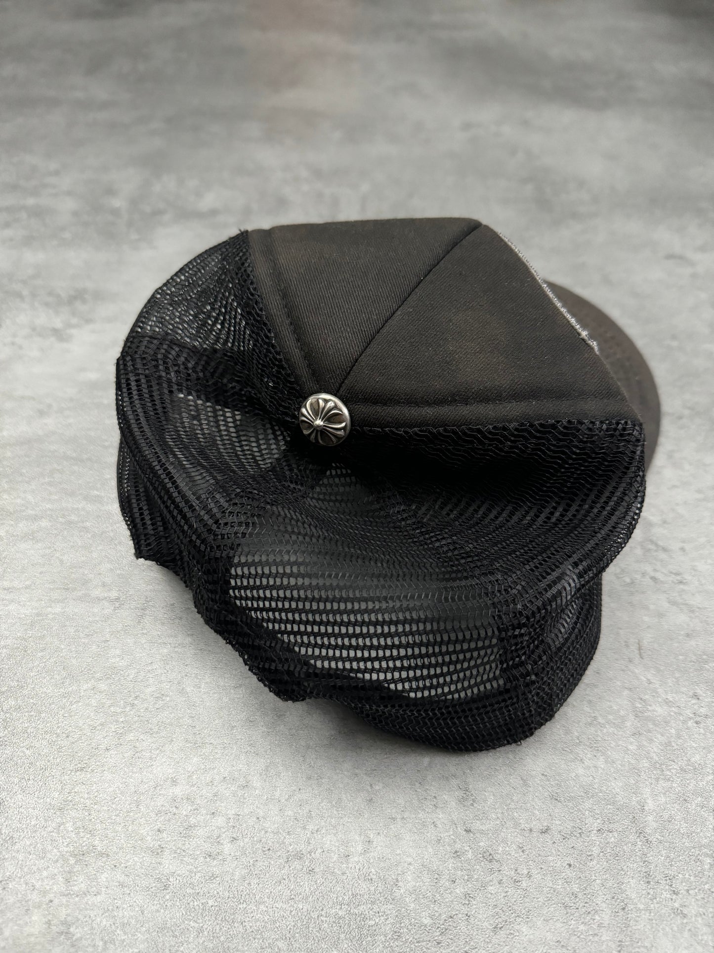 Chrome Hearts "CH Hollywood-USA" Black Eroded Trucker Cap (OS) - 12