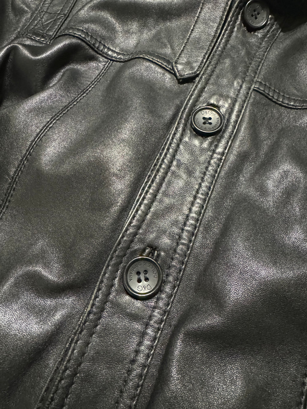 2000s Dolce & Gabbana Black Button Ups Leather Rebel Jacket  (M) - 9