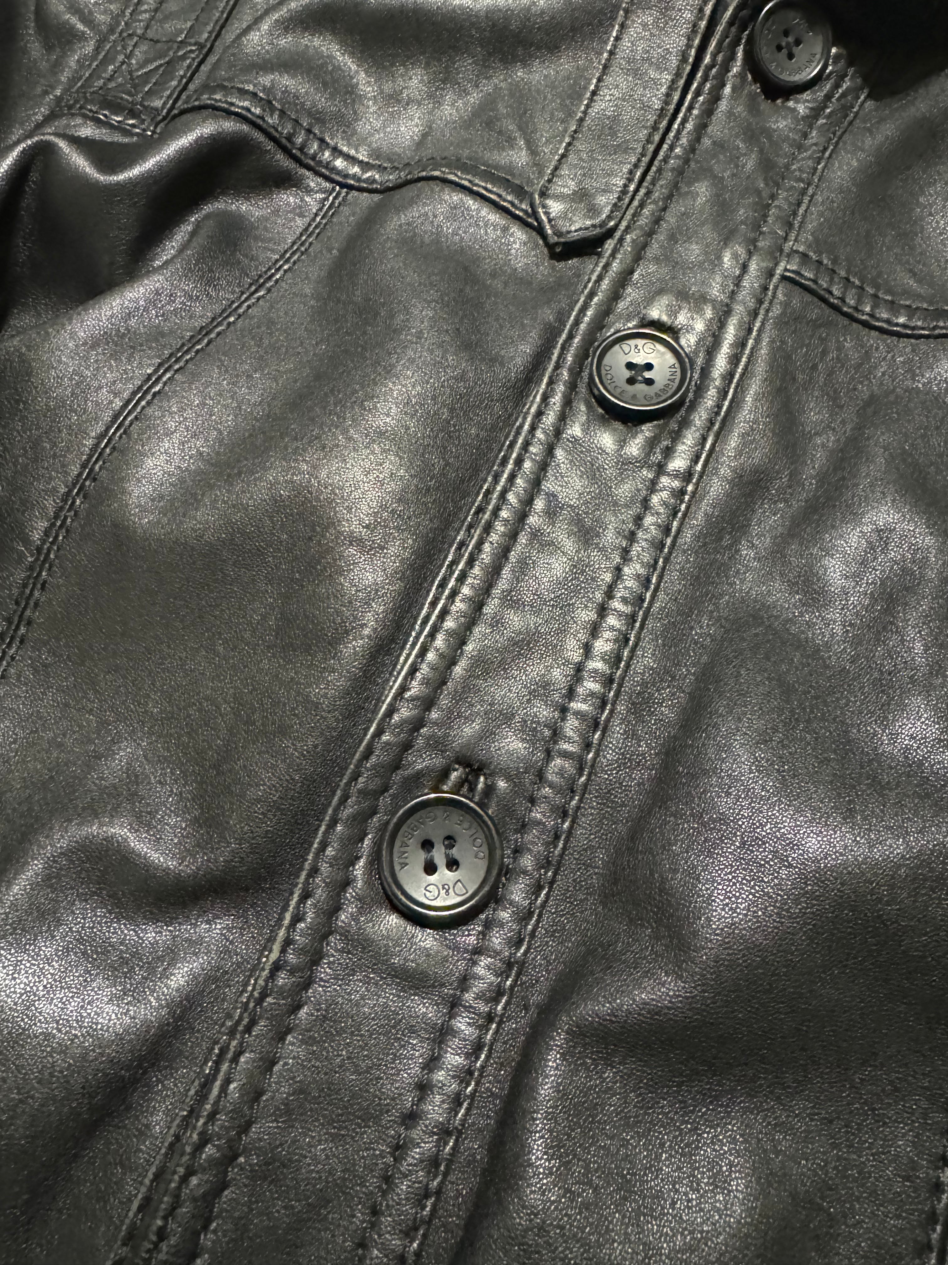 2000s Dolce & Gabbana Black Button Ups Leather Rebel Jacket  (M) - 9