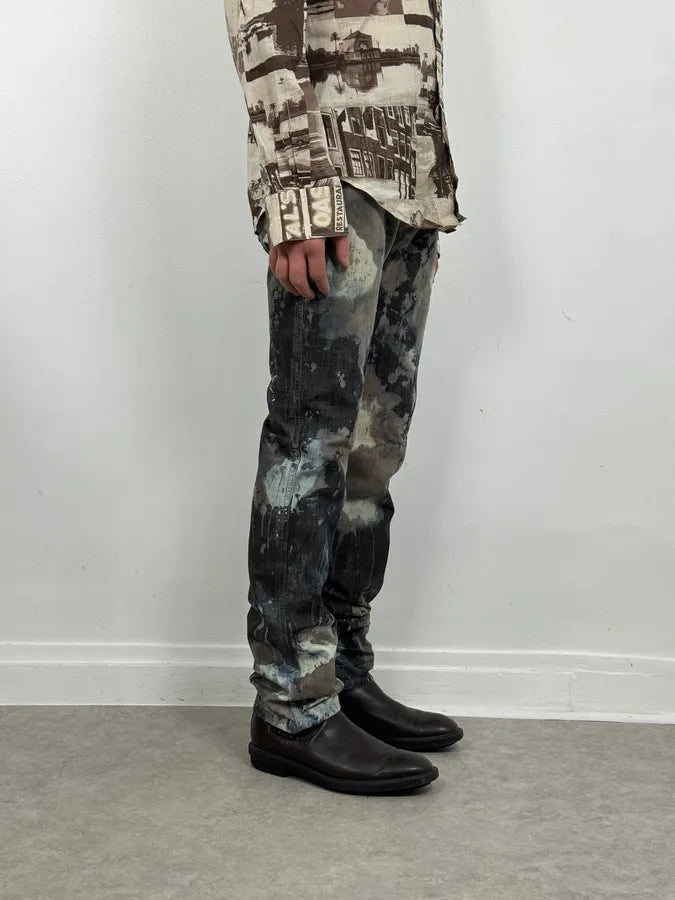 2000s Diesel Contemporary Full Splash Painted Effect Pants XzXQgJO 2