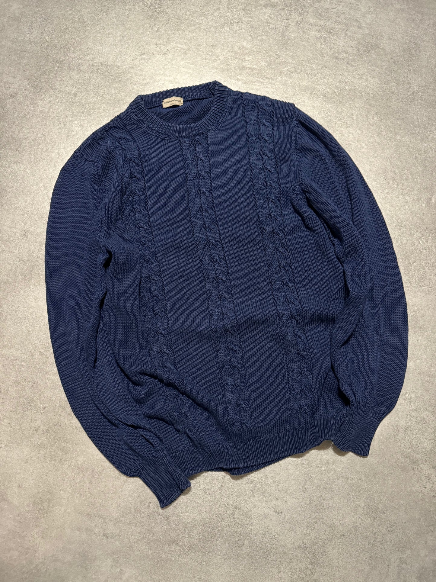 1980s Emporio Armani Navy Emblematic Wool Sweater (M/L) - 4