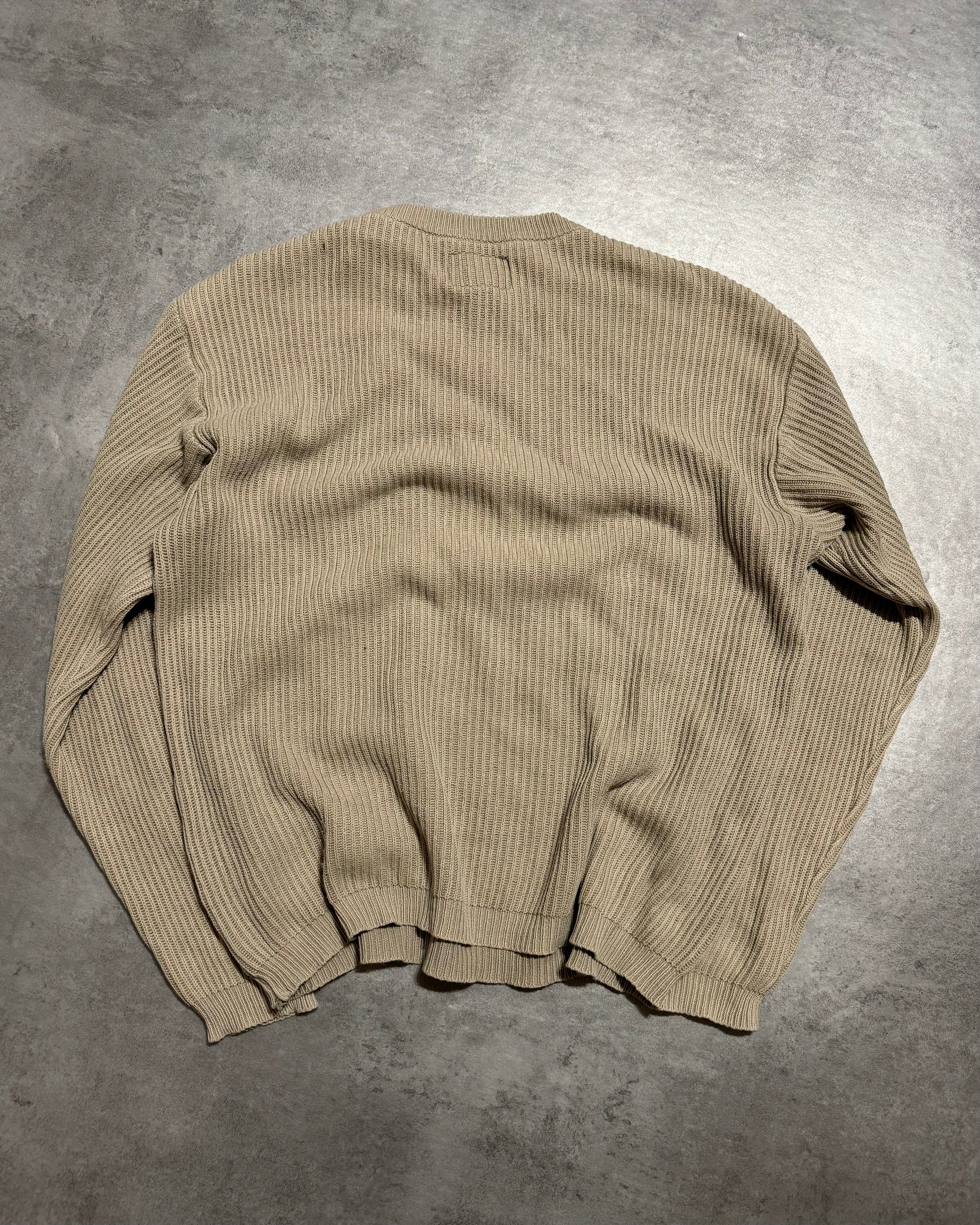 1990s Armani Beige Italian Relief Sweater (L) - 5