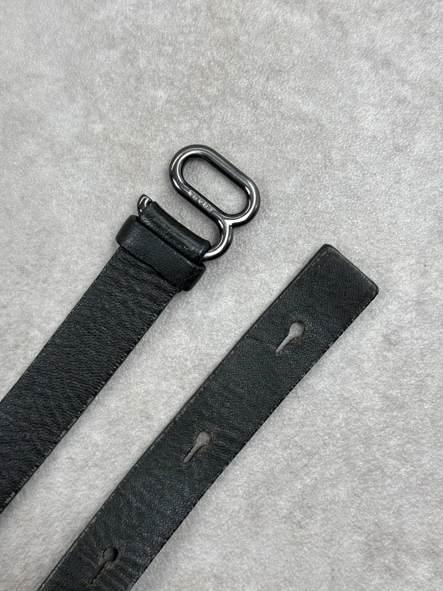 Prada Black Thin Black Leather Loop Buckle Belt dBnVTMal 6
