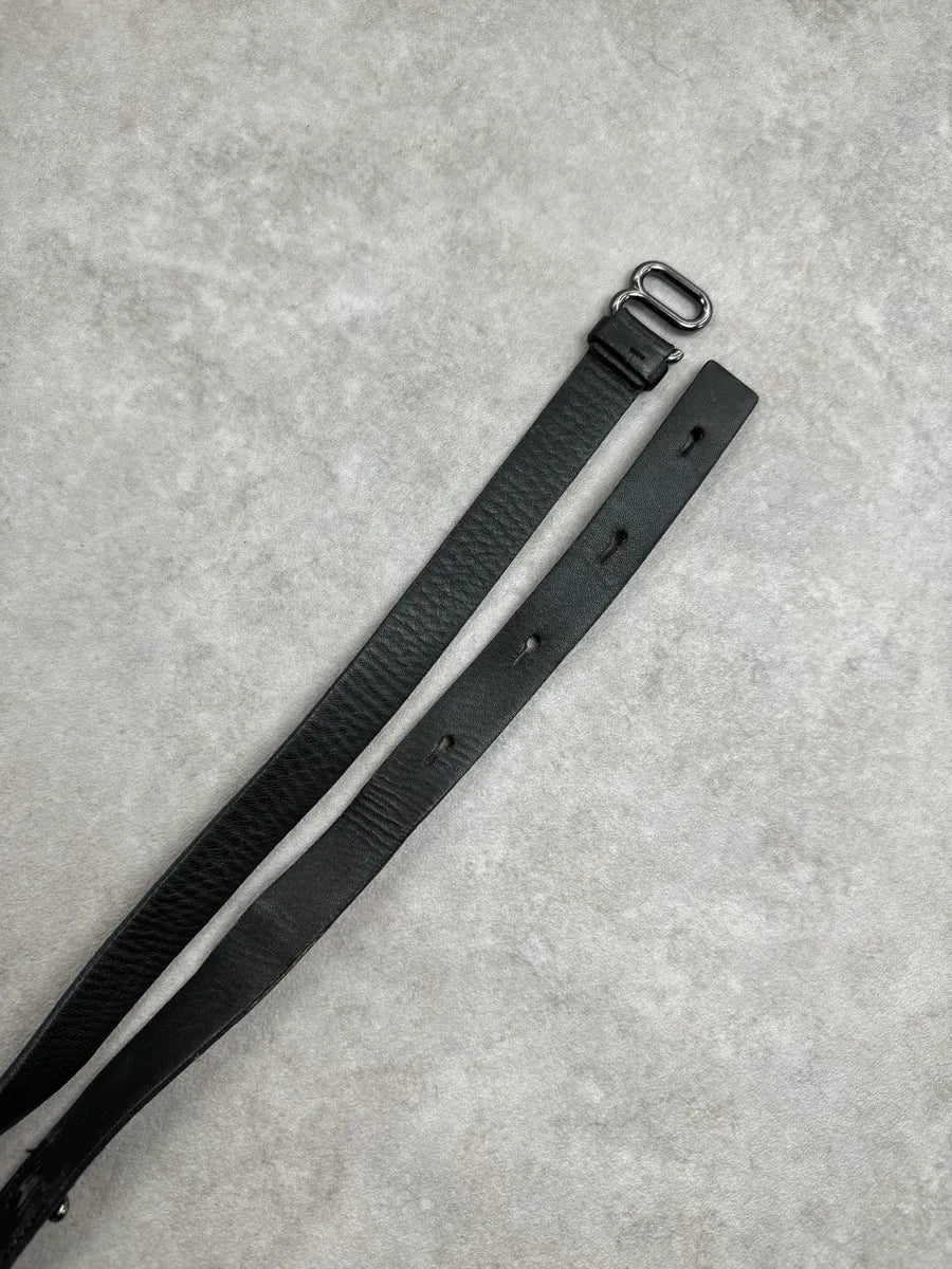 Prada Black Thin Black Leather Loop Buckle Belt dBnVTMal 4