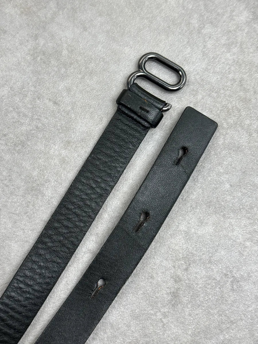 Prada Black Thin Black Leather Loop Buckle Belt dBnVTMal 5