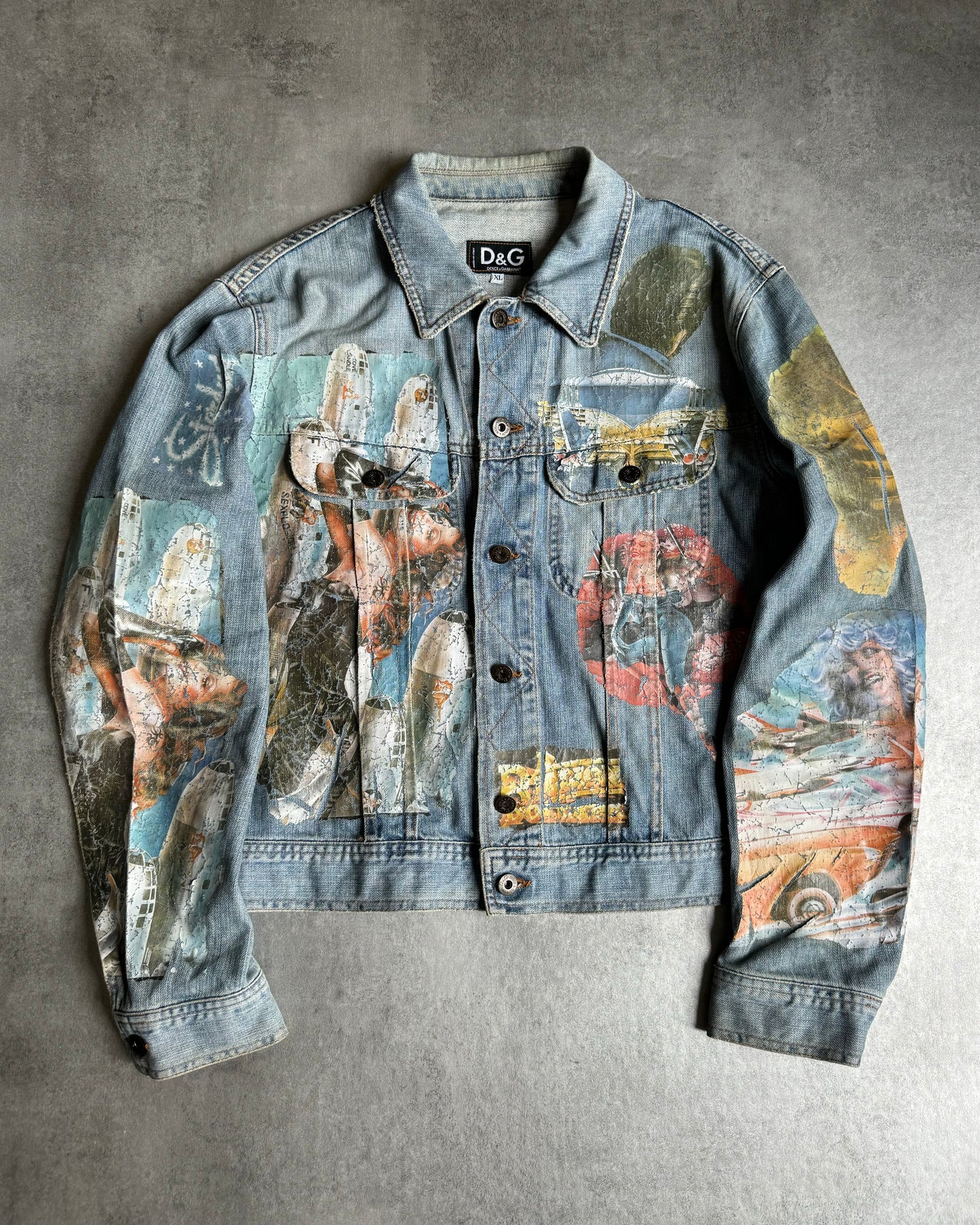 2000s Dolce & Gabbana Pin-Up Printed American Denim Jacket (M) - 2