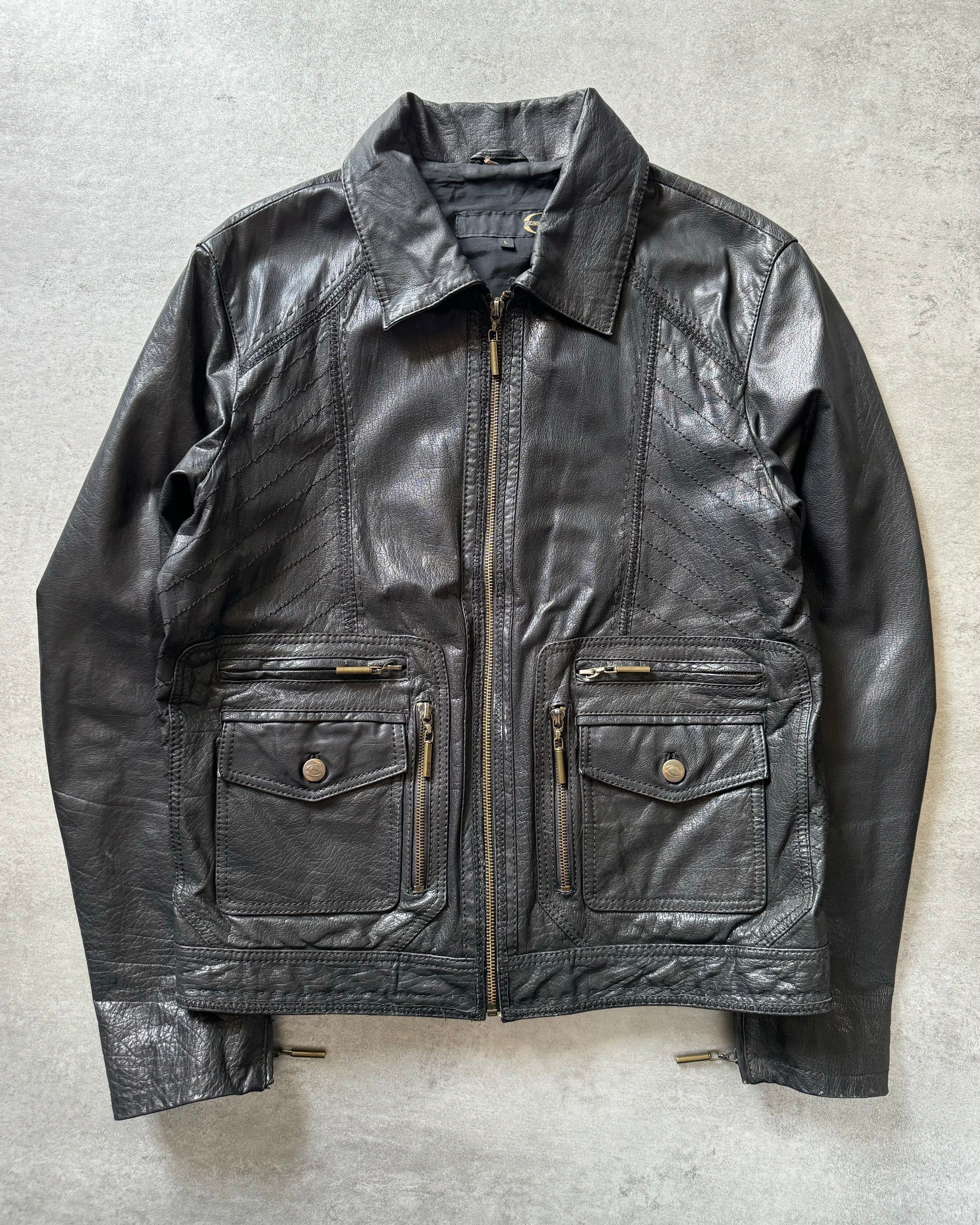 SS2007 Cavalli Black Premium Charismatic Leather Jacket (L) - 1