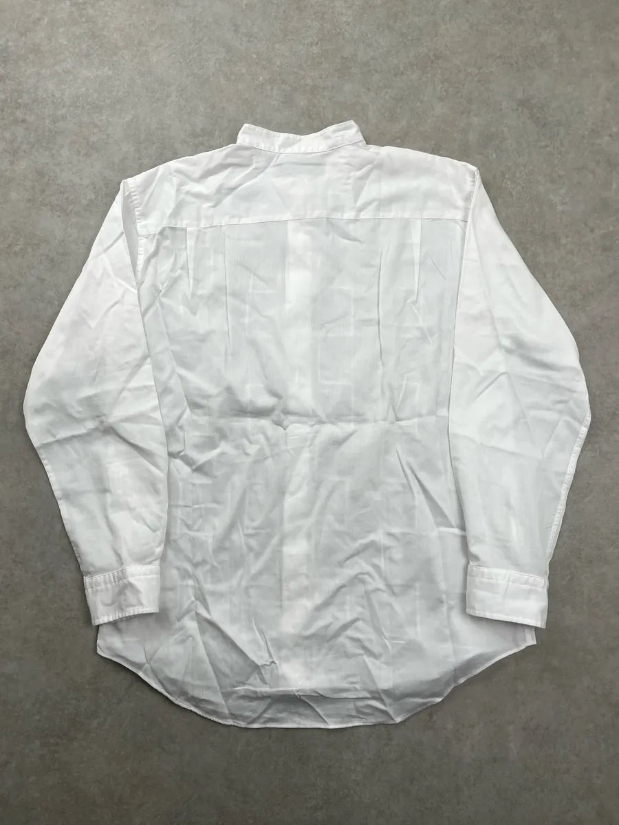 1980s Issey Miyake White Geometric Square Band Collar Shirt dDbaWyei 4