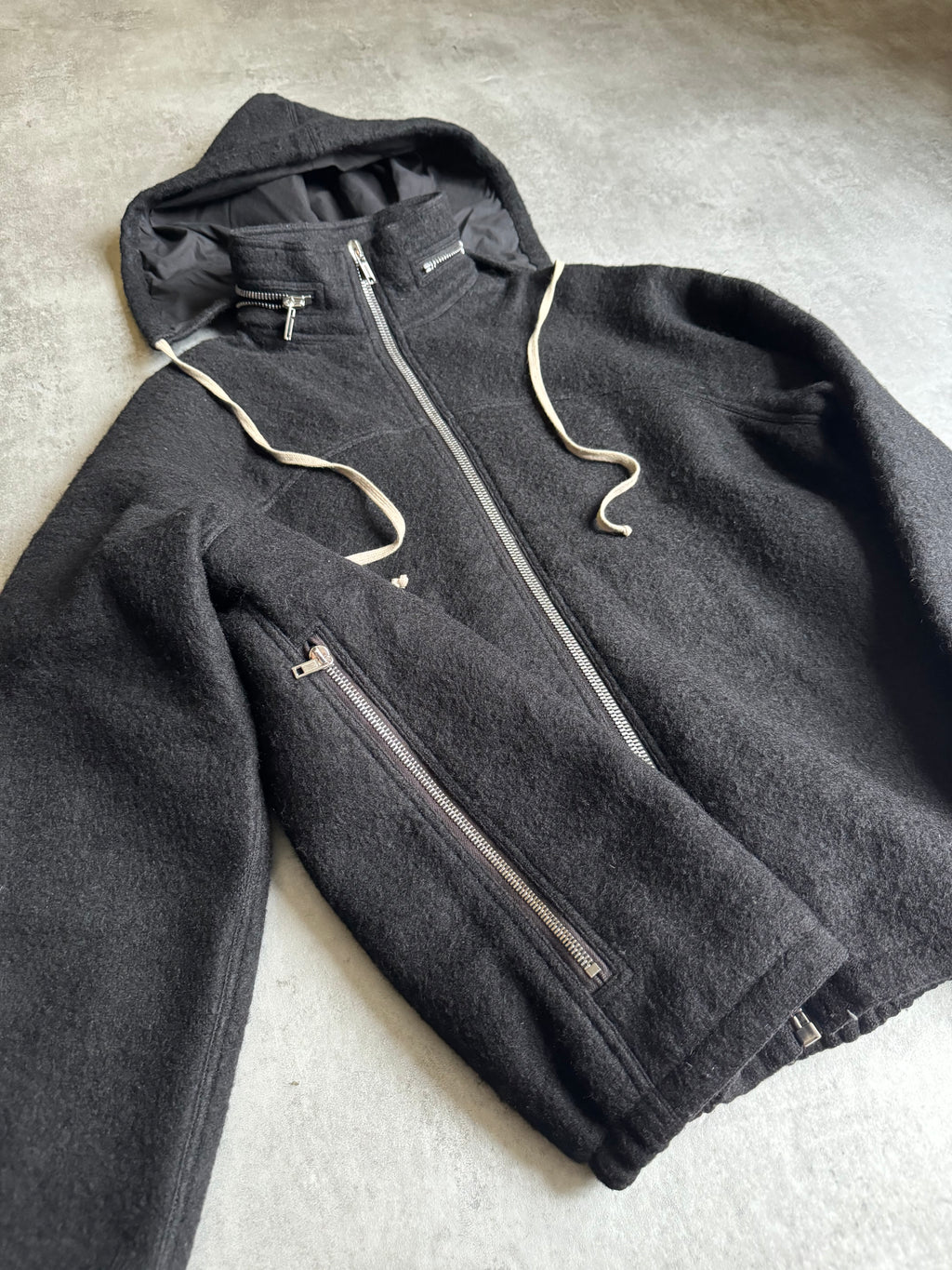 AW2018 Rick Owens Sisyphus Boiled Wool Parka Jacket  (M) - 6