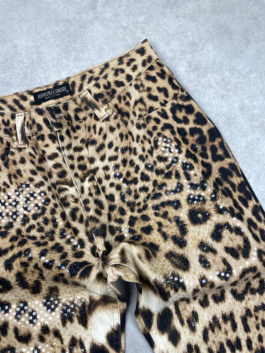 2000s Roberto Cavalli Leopard Rhinestone Straight-Leg Pants dFSNYjjm 11