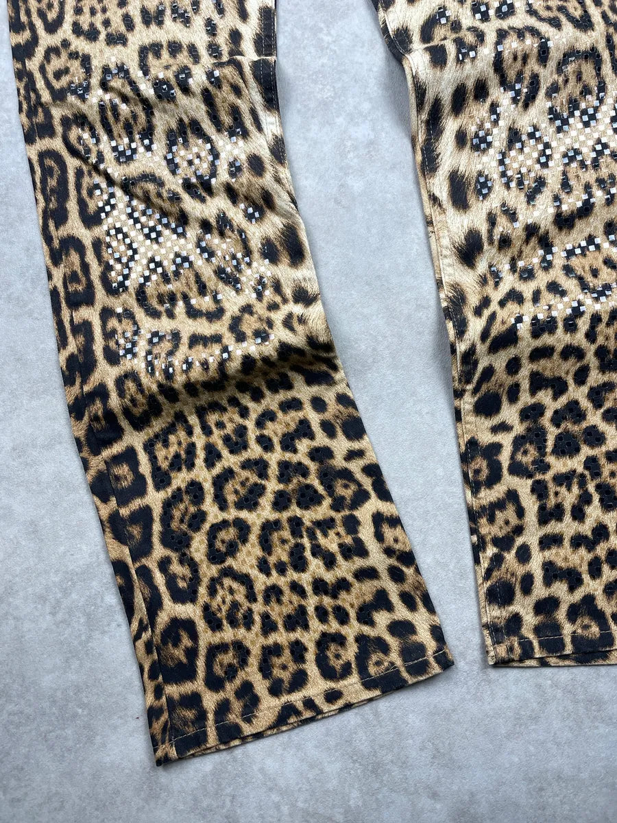 2000s Roberto Cavalli Leopard Rhinestone Straight-Leg Pants dFSNYjjm 7