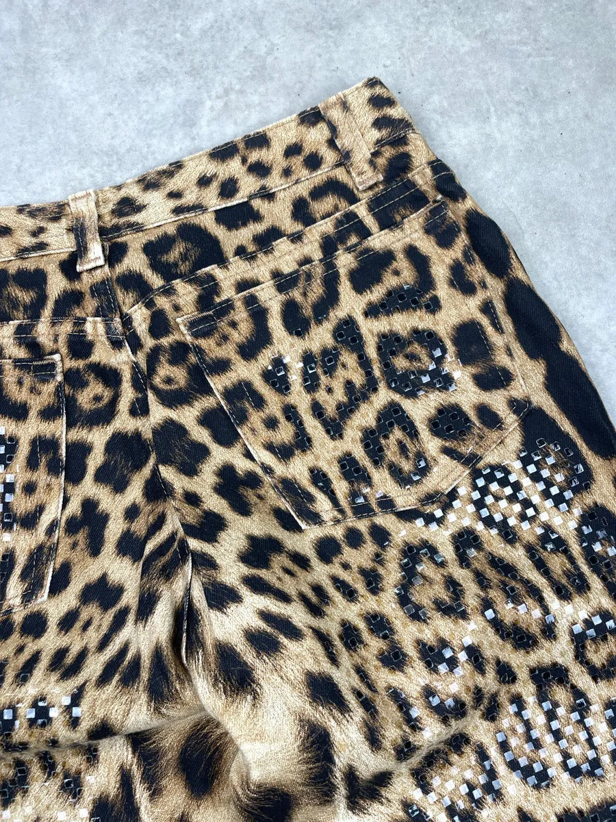 2000s Roberto Cavalli Leopard Rhinestone Straight-Leg Pants dFSNYjjm 9