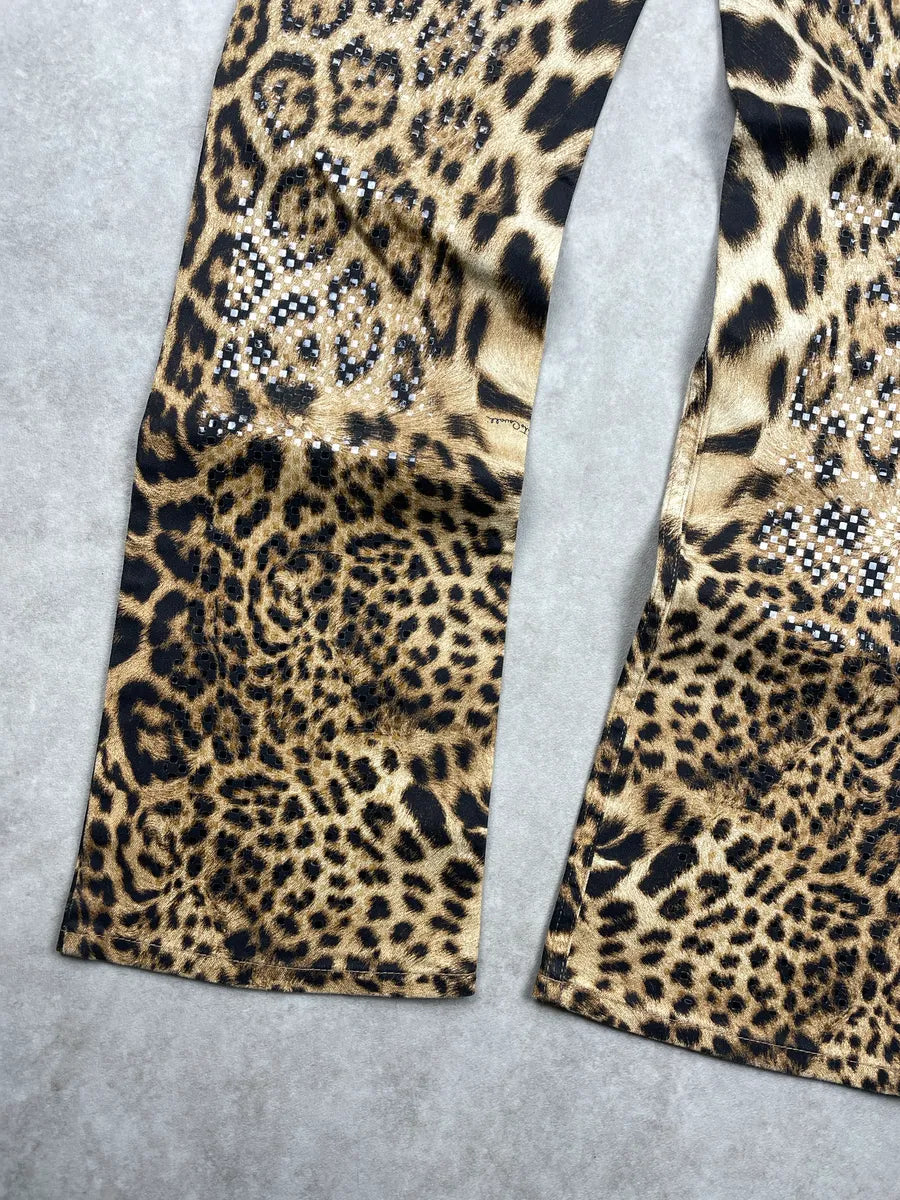 2000s Roberto Cavalli Leopard Rhinestone Straight-Leg Pants dFSNYjjm 10