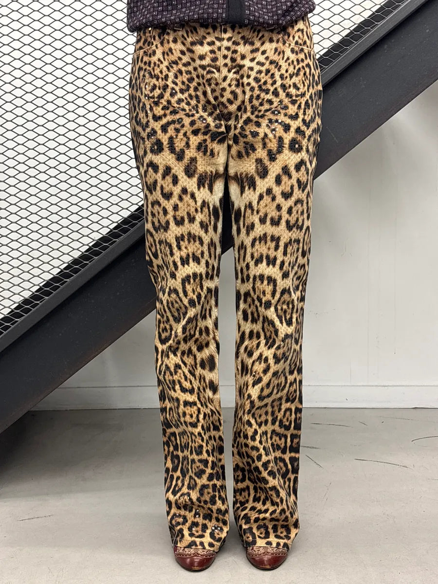 2000s Roberto Cavalli Leopard Rhinestone Straight-Leg Pants dFSNYjjm 1