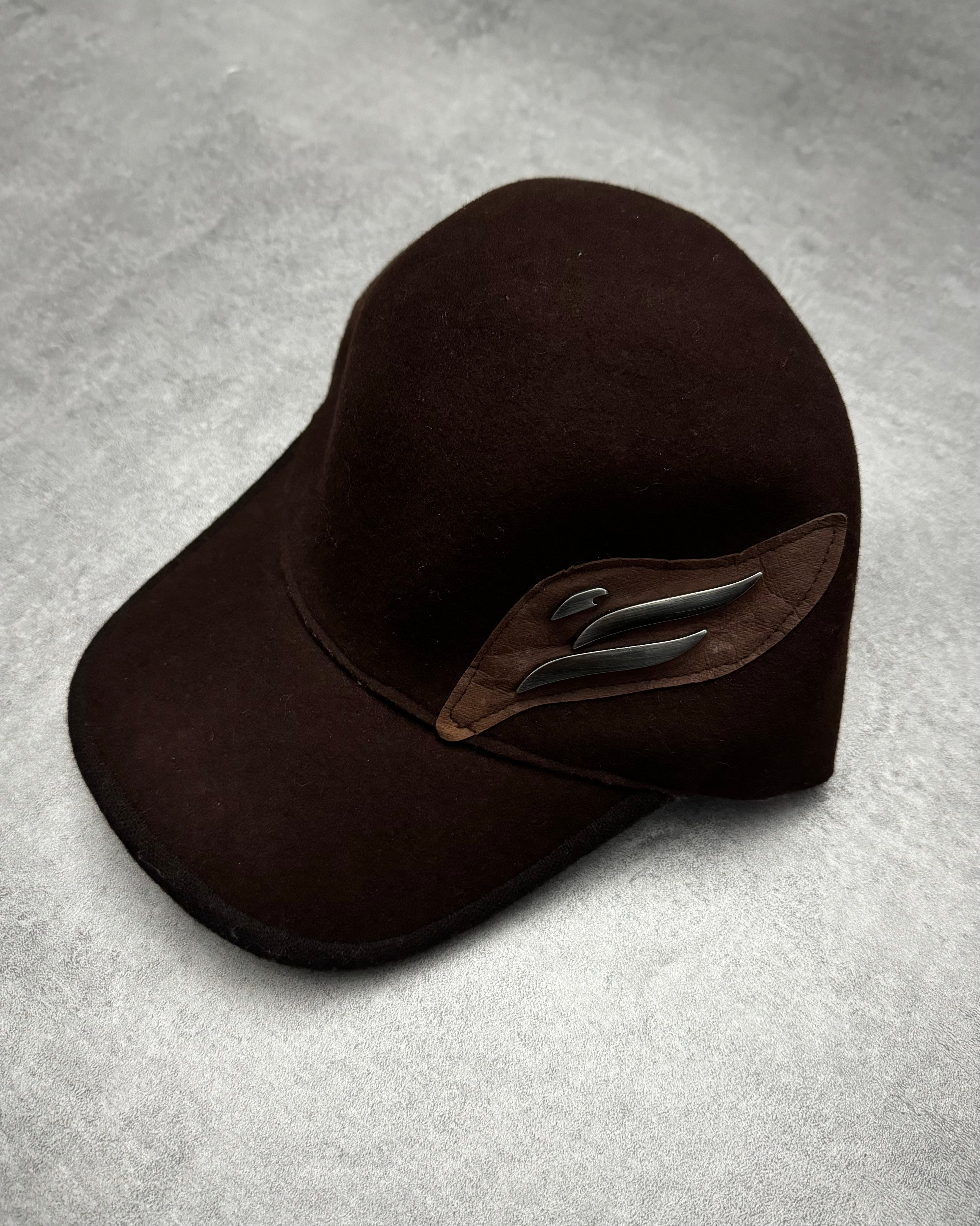 1990s Armani Brown Wool Signature Cap (OS) - 2