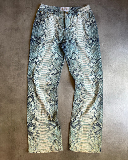 AW2002 Roberto Cavalli Aqua Scales Python Effect Pants  (S) - 9