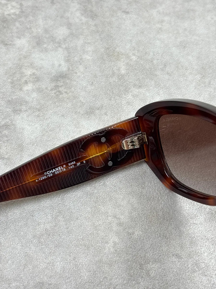 Chanel Brown Acetate Logo Sunglasses dKVfZYkp 9