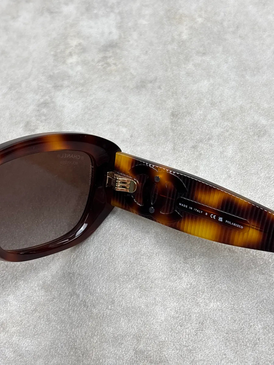 Chanel Brown Acetate Logo Sunglasses dKVfZYkp 10