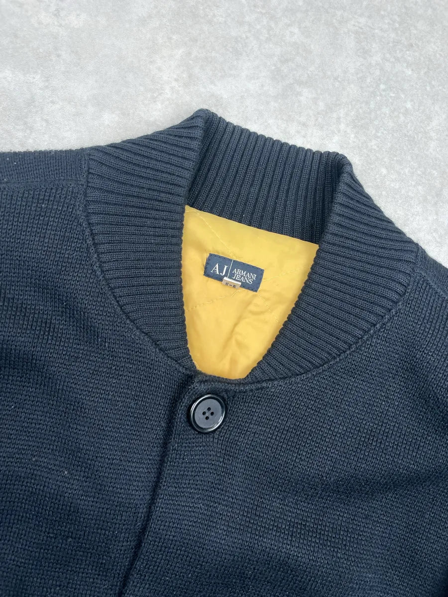 2000s Armani Dark Navy Quilted Knit Bomber Jacket dLFraGkM 6
