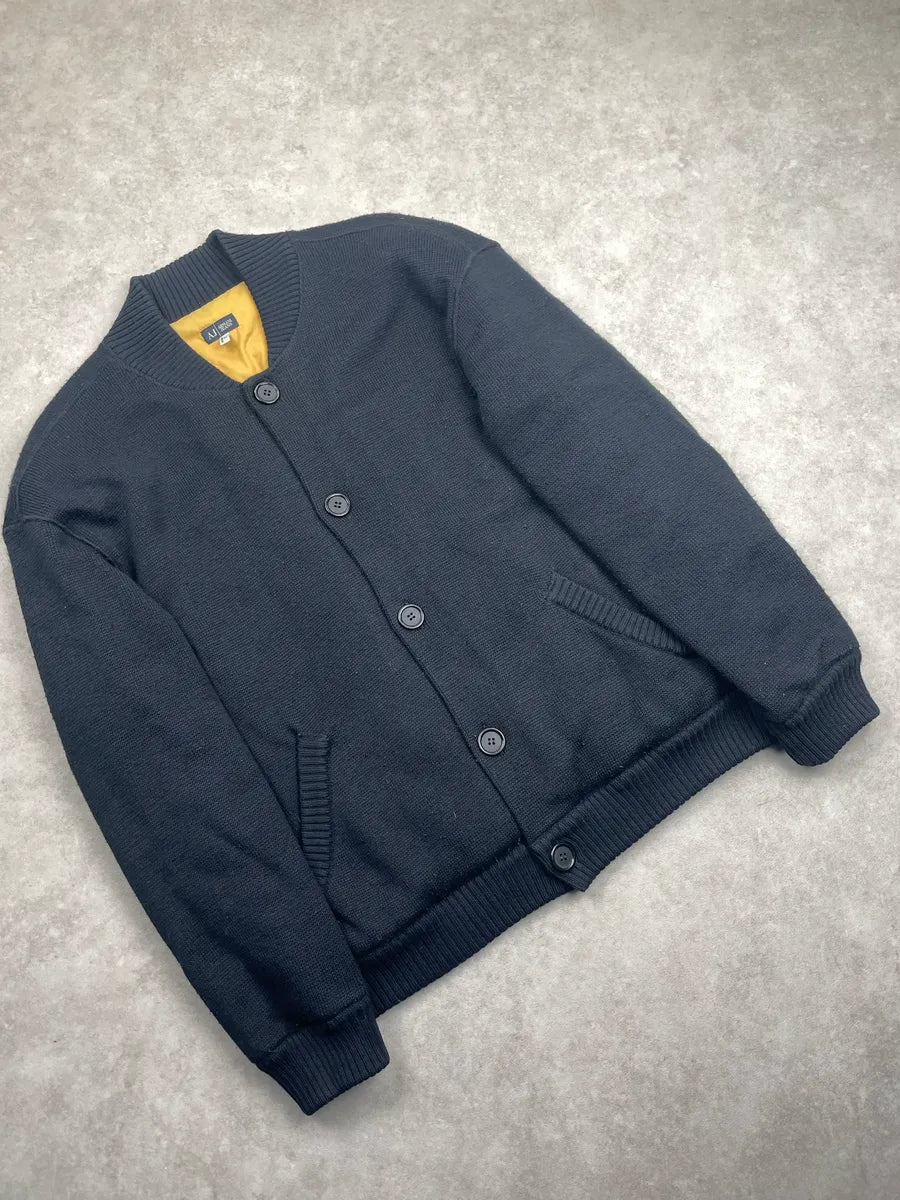 2000s Armani Dark Navy Quilted Knit Bomber Jacket dLFraGkM 3