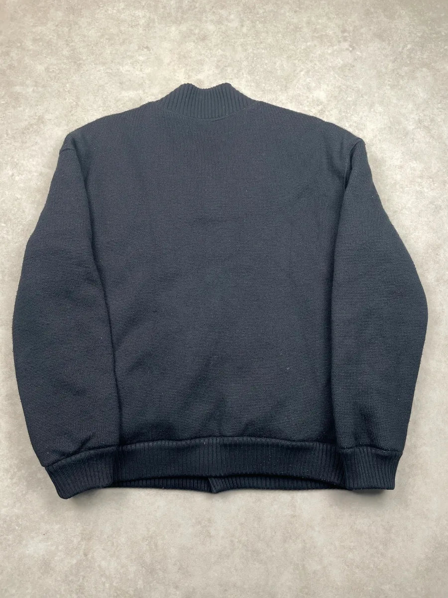 2000s Armani Dark Navy Quilted Knit Bomber Jacket dLFraGkM 4