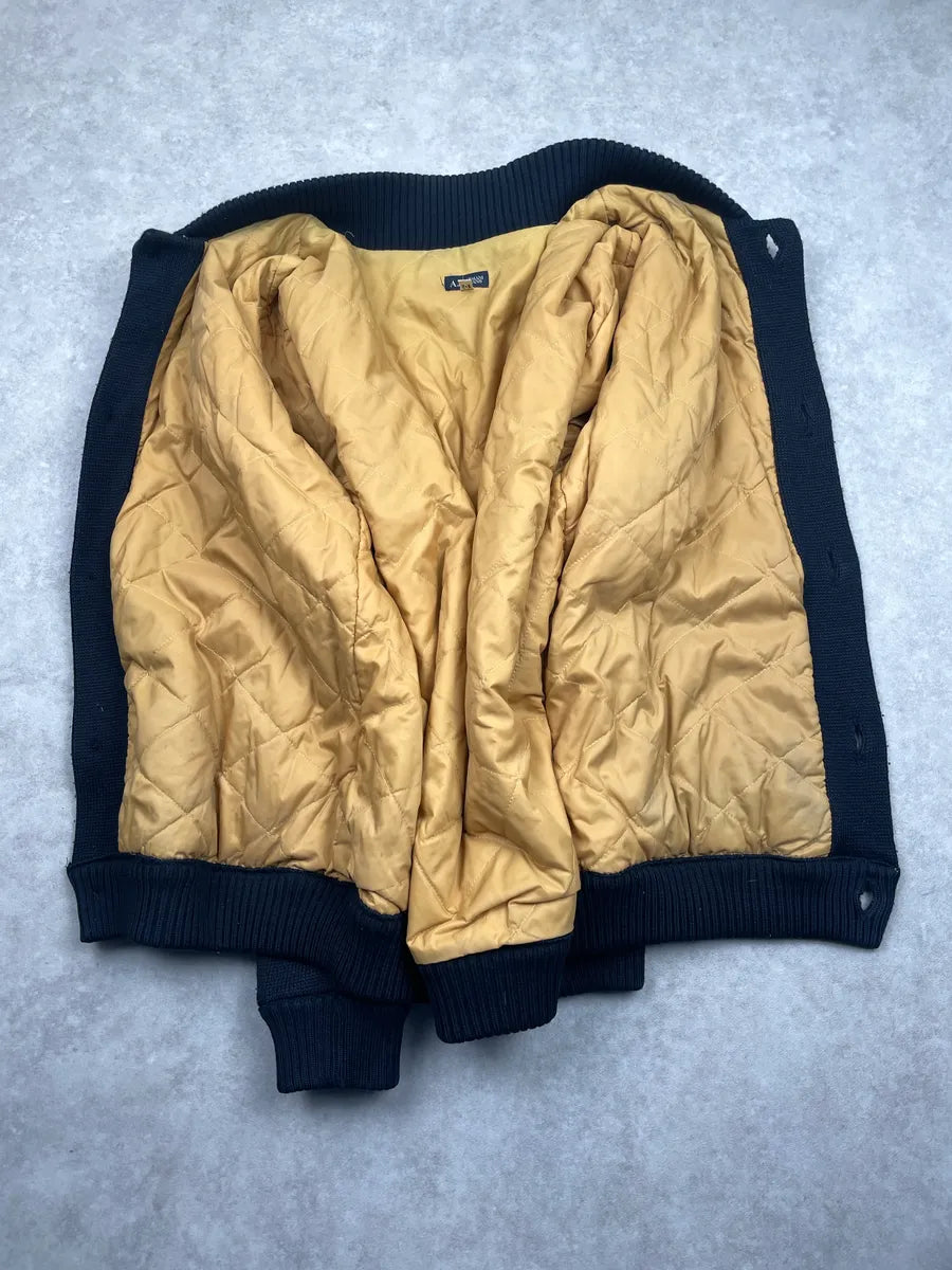 2000s Armani Dark Navy Quilted Knit Bomber Jacket dLFraGkM 5