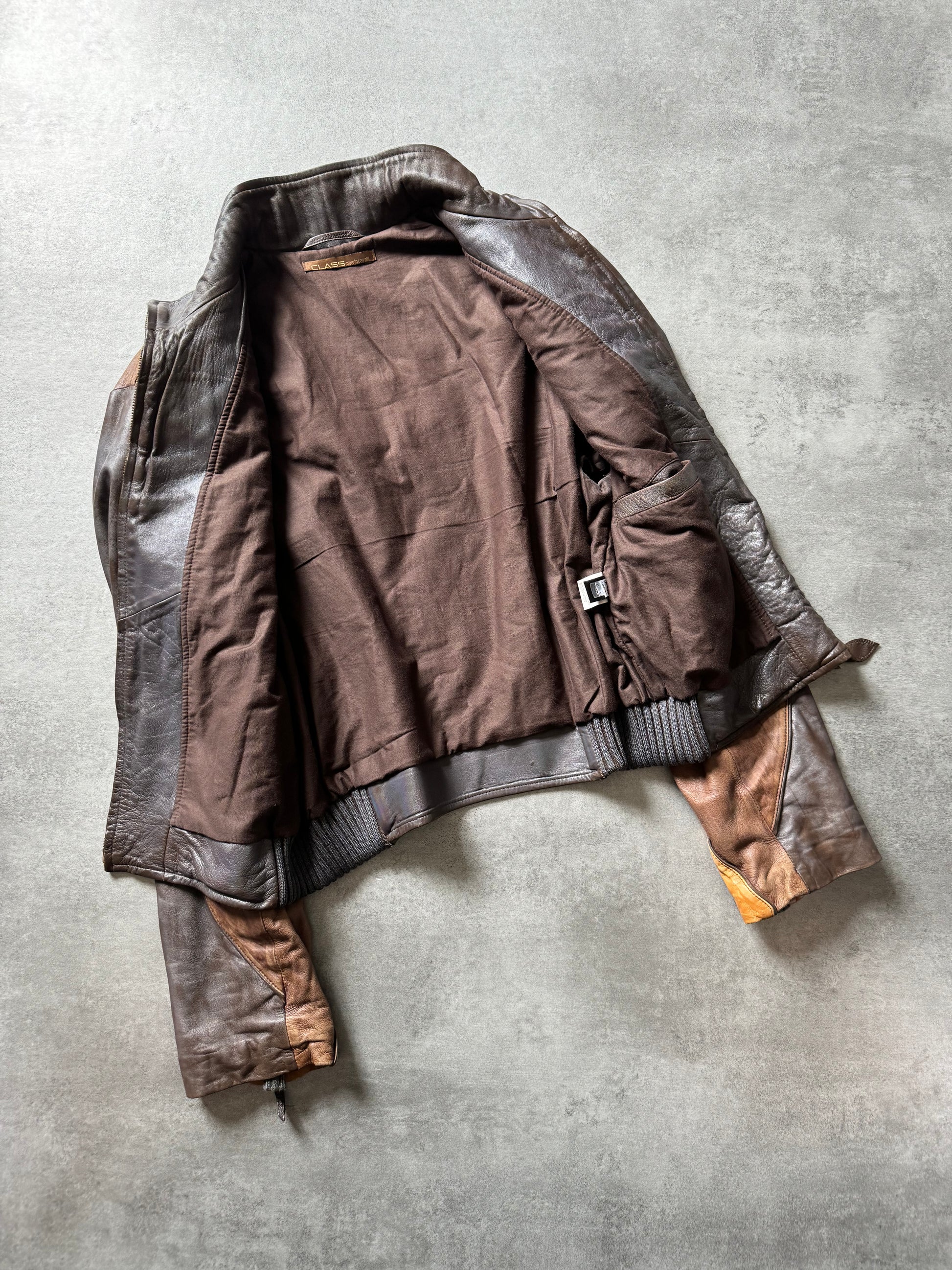2000s Cavalli Class Parrot Patchwork Leather Jacket (L) - 3