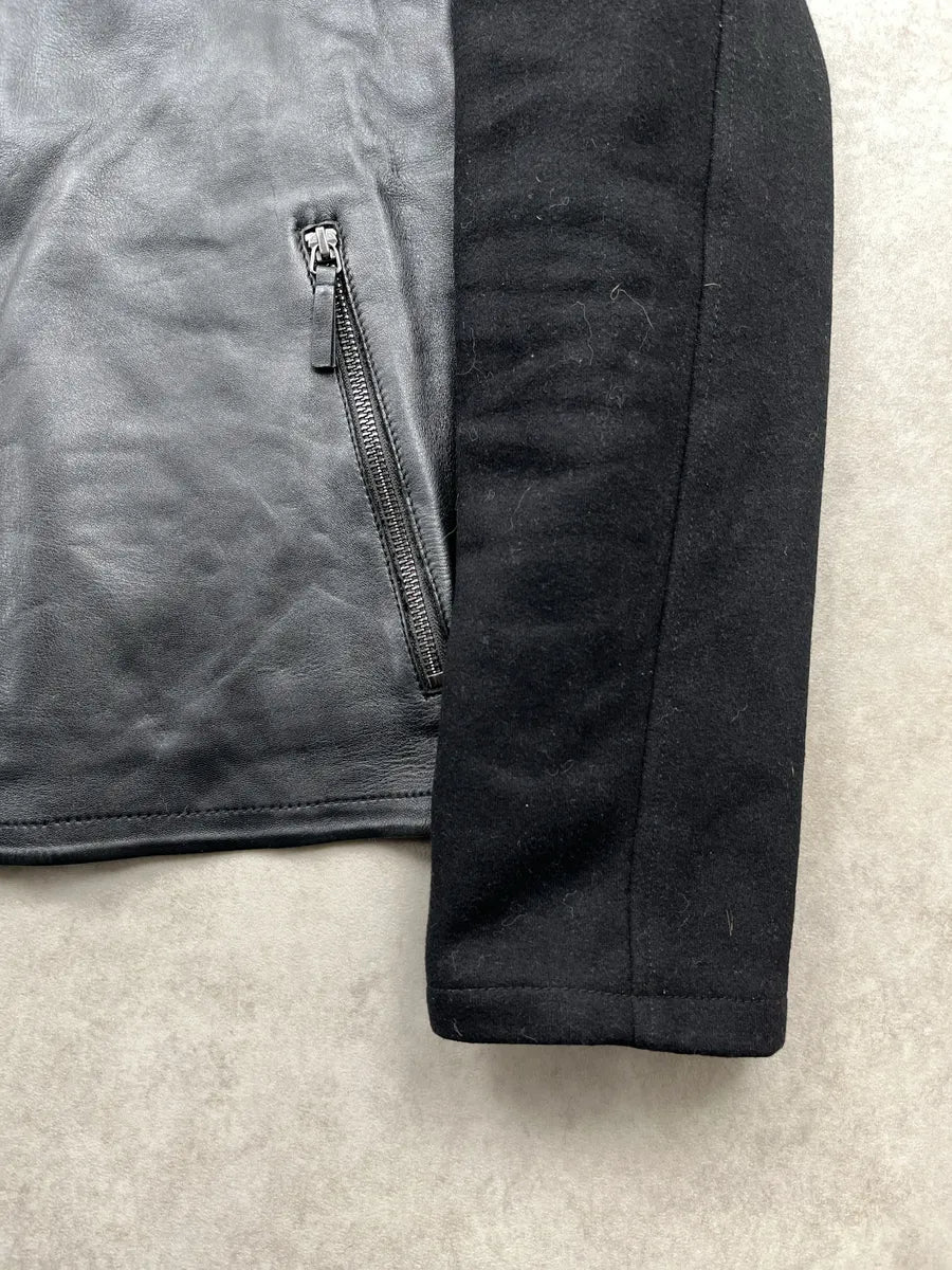 AW2019 Emporio Armani Black Leather Hooded Zip Light Jacket dNcFajiN 8