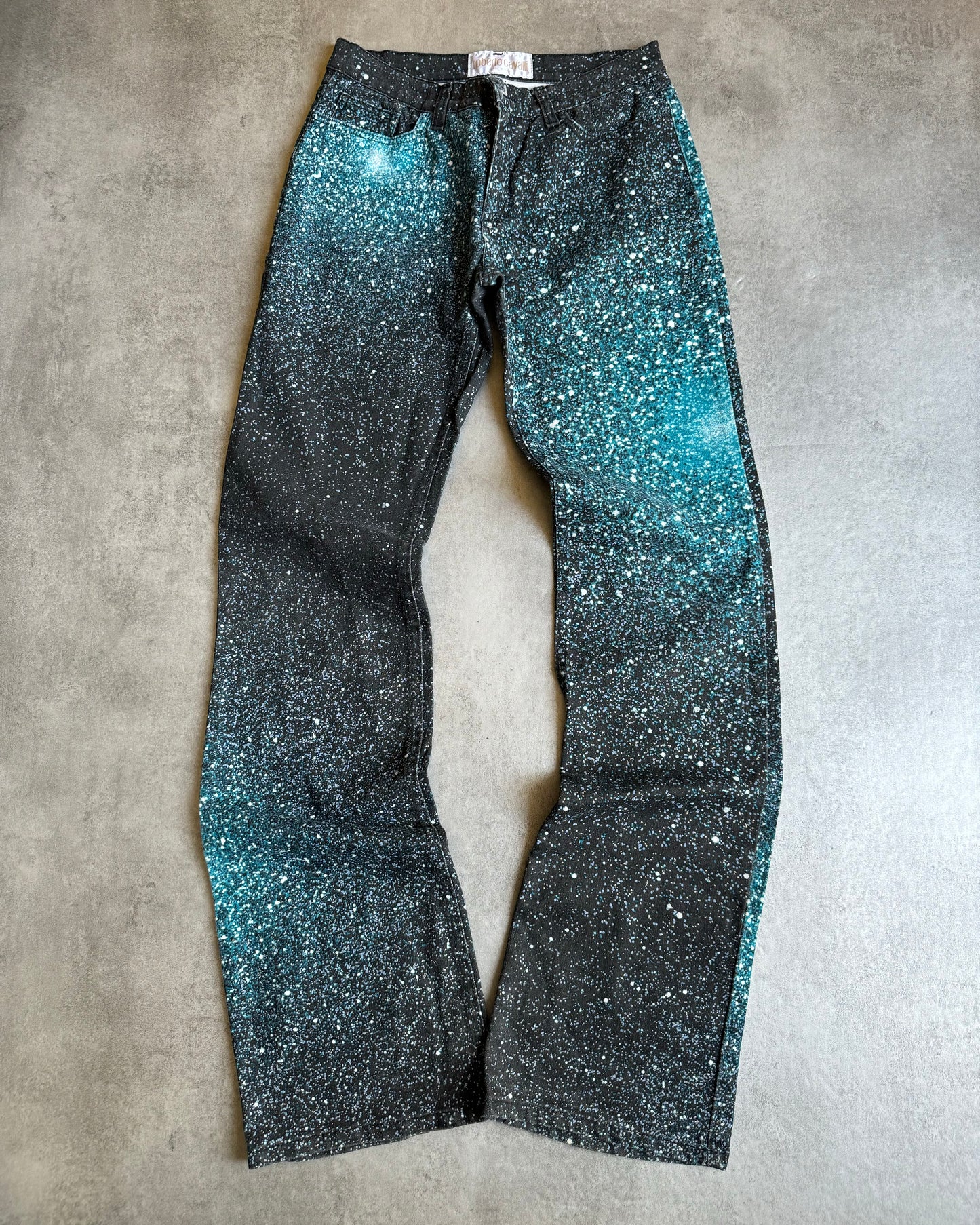 2000s Roberto Cavalli Galaxy Expansion Blue Pants (S) - 1