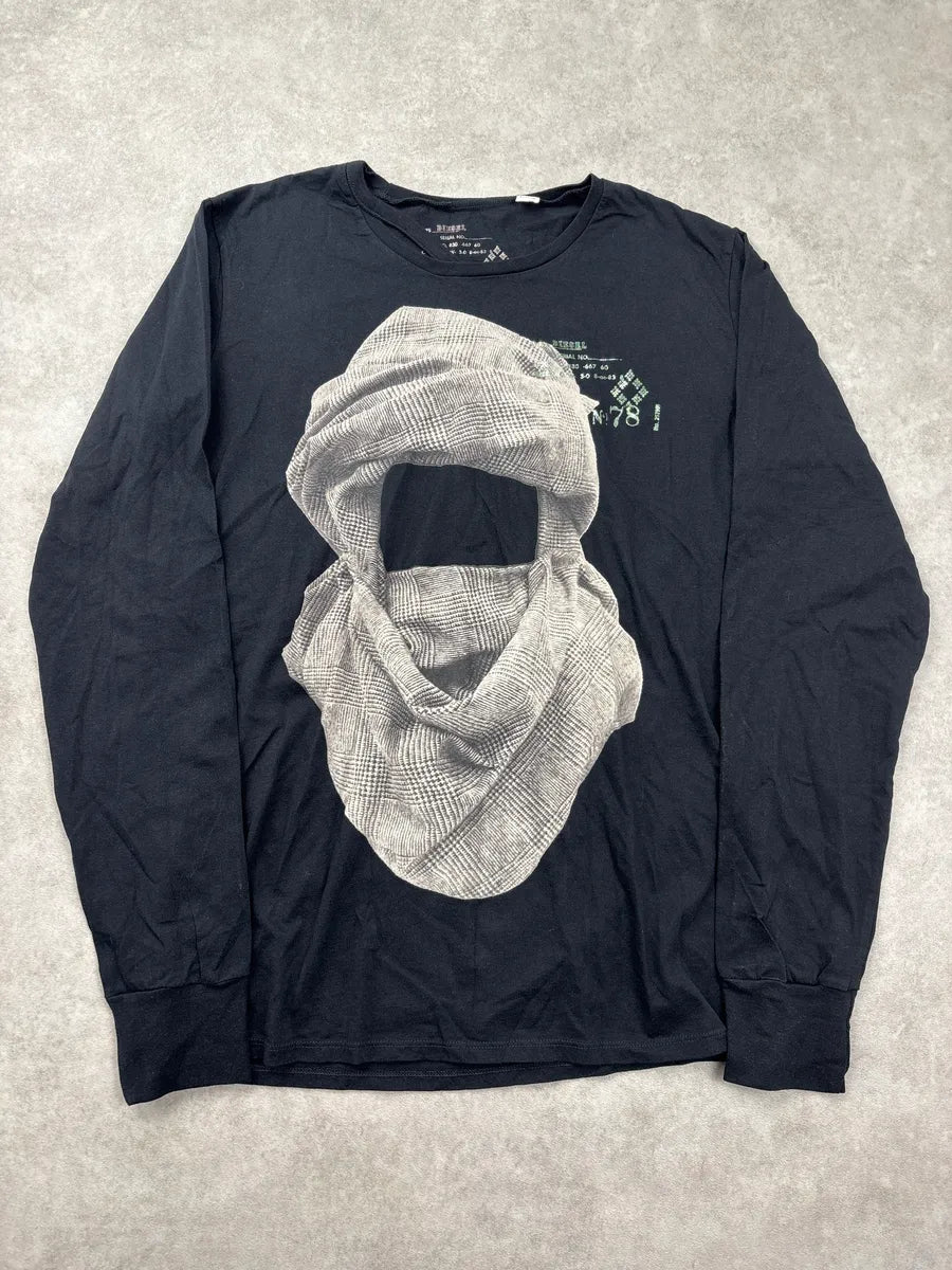 2000s Diesel Black Scarf Silhouette Longsleeves T-Shirt dOtSAzRi 0