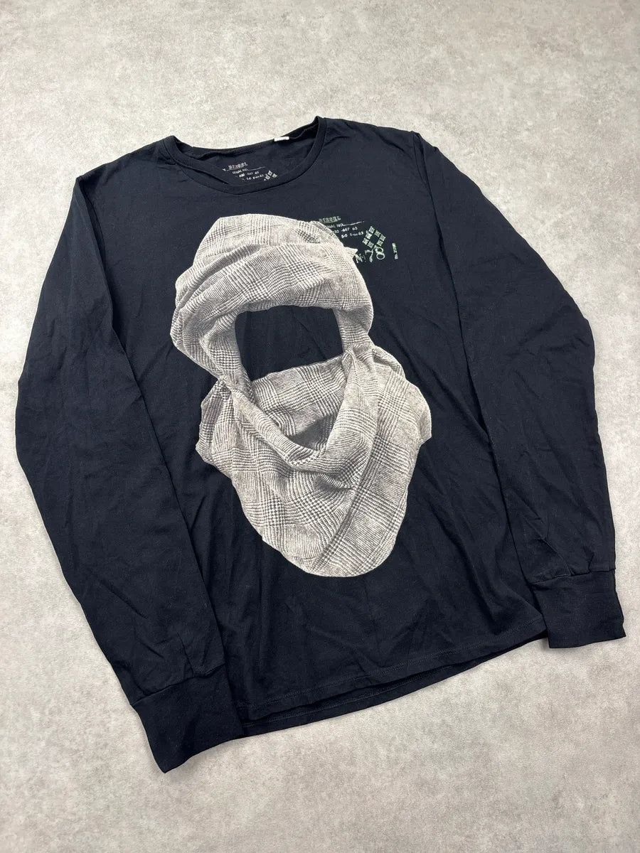 2000s Diesel Black Scarf Silhouette Longsleeves T-Shirt dOtSAzRi 3