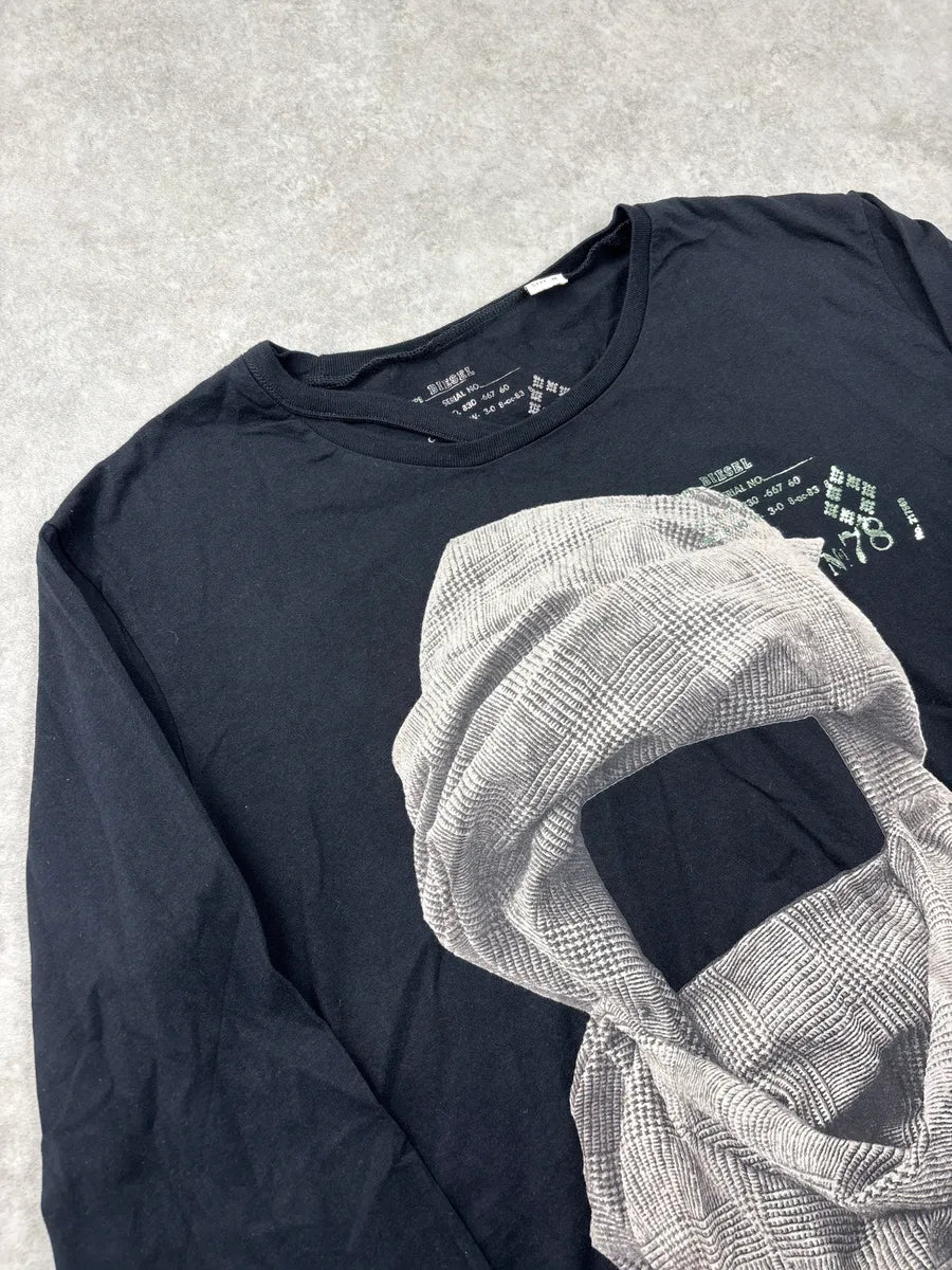 2000s Diesel Black Scarf Silhouette Longsleeves T-Shirt dOtSAzRi 4