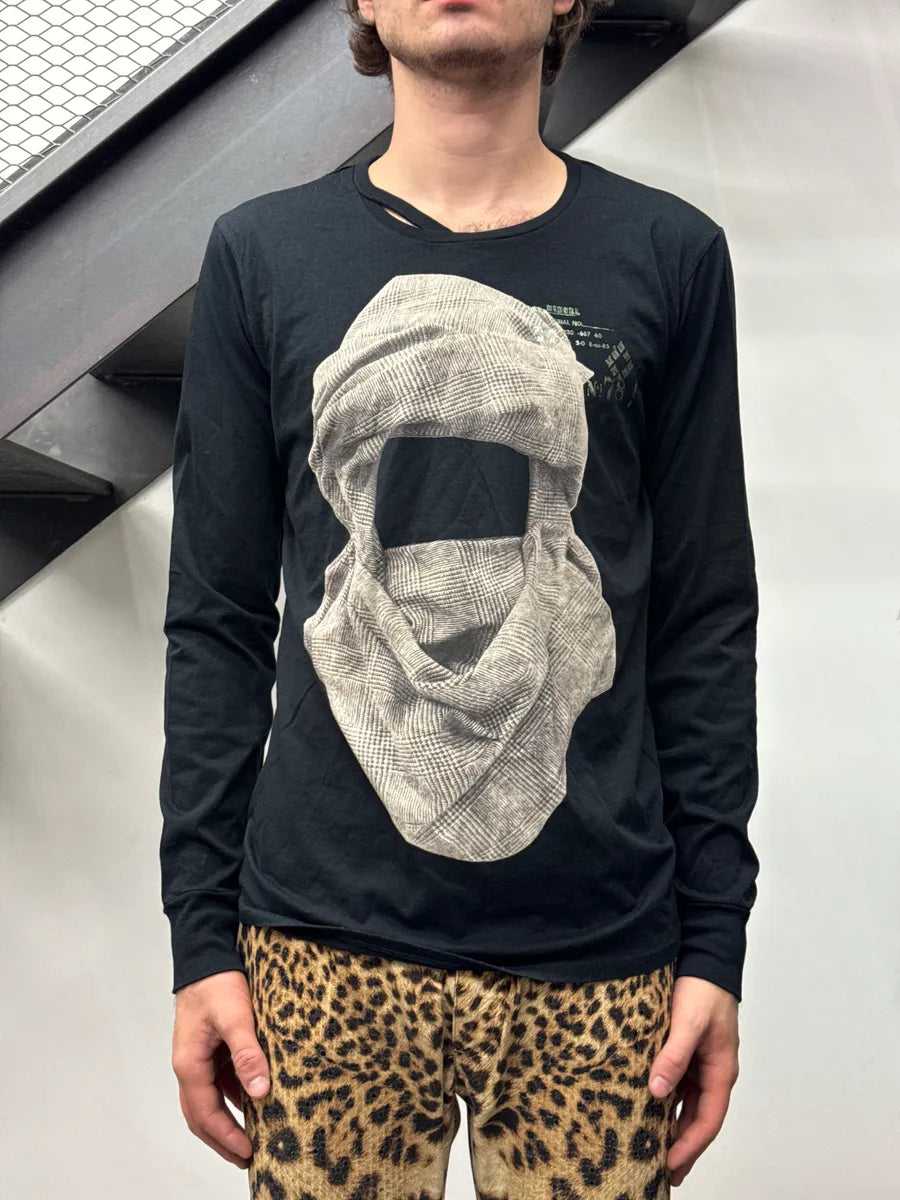 2000s Diesel Black Scarf Silhouette Longsleeves T-Shirt dOtSAzRi 1